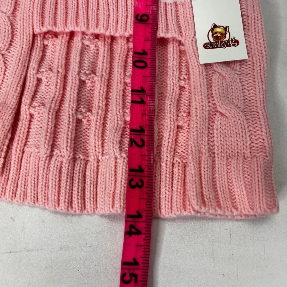 NWT Stinky-g Pink Cable Knit Dog Turtleneck Sweater Medium
